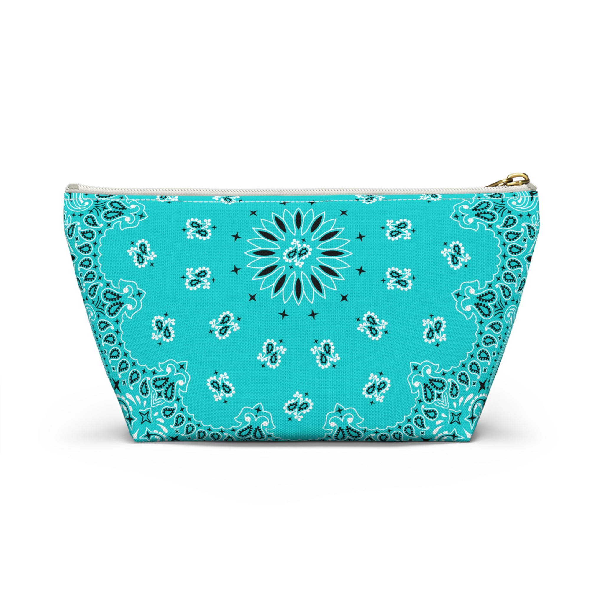 Teal Blue Bandana Jewelry Pouch - Travel Organizer, Pencil Bag, Gift for Her, Cosmetic Makeup Bag, Cute Accessory Case