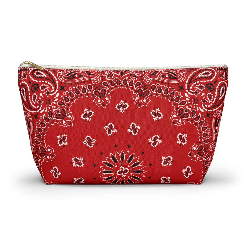 Classic Red Bandana Jewelry Pouch - Travel Organizer, Pencil Bag, Gift for Her, Cosmetic Makeup Bag, Cute Accessory Case