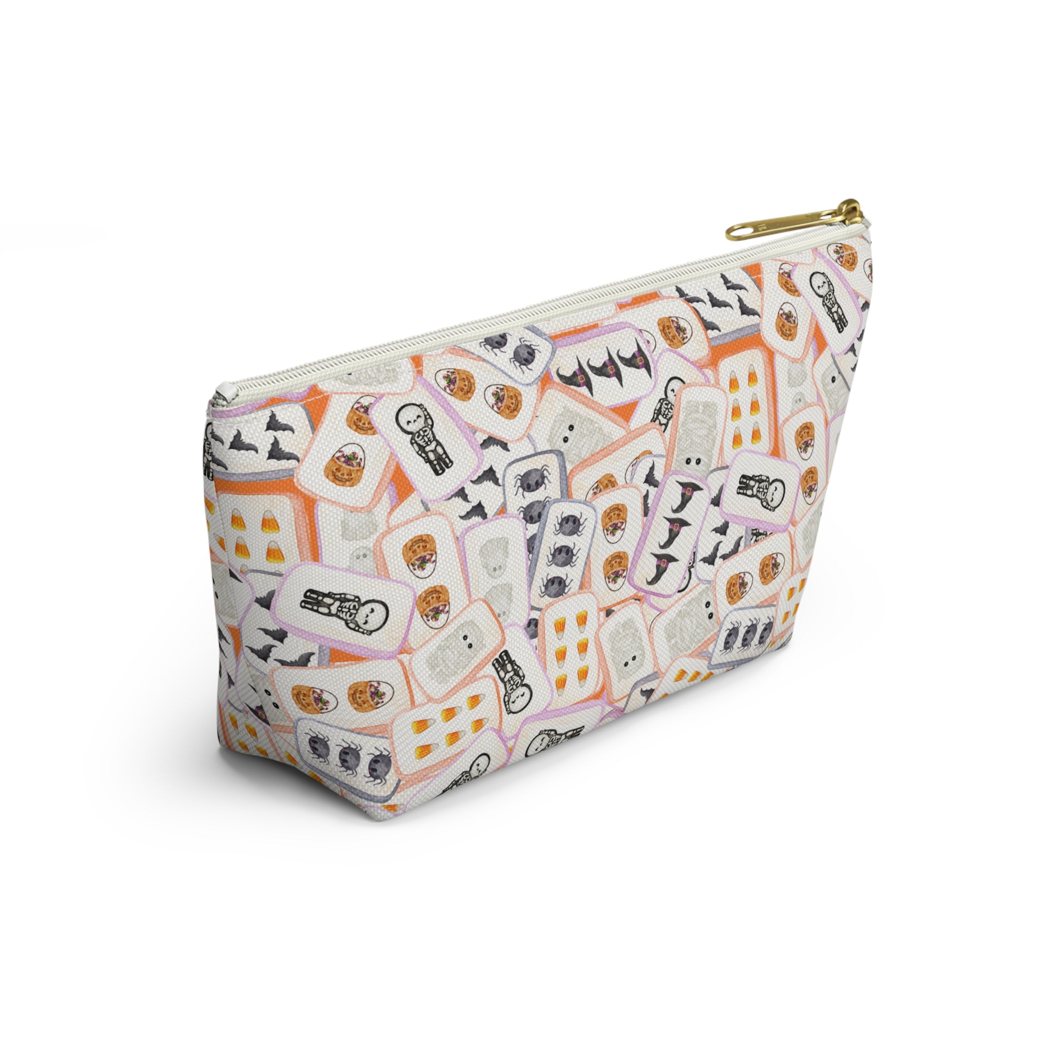 Halloween MAHJONG Tiles Pouch, Hostess Gift, Large and Small Sizes, Game Night Prize, Bat, Witch, Skeleton, Mummy, Pumpkin, Candy Corn, Bat