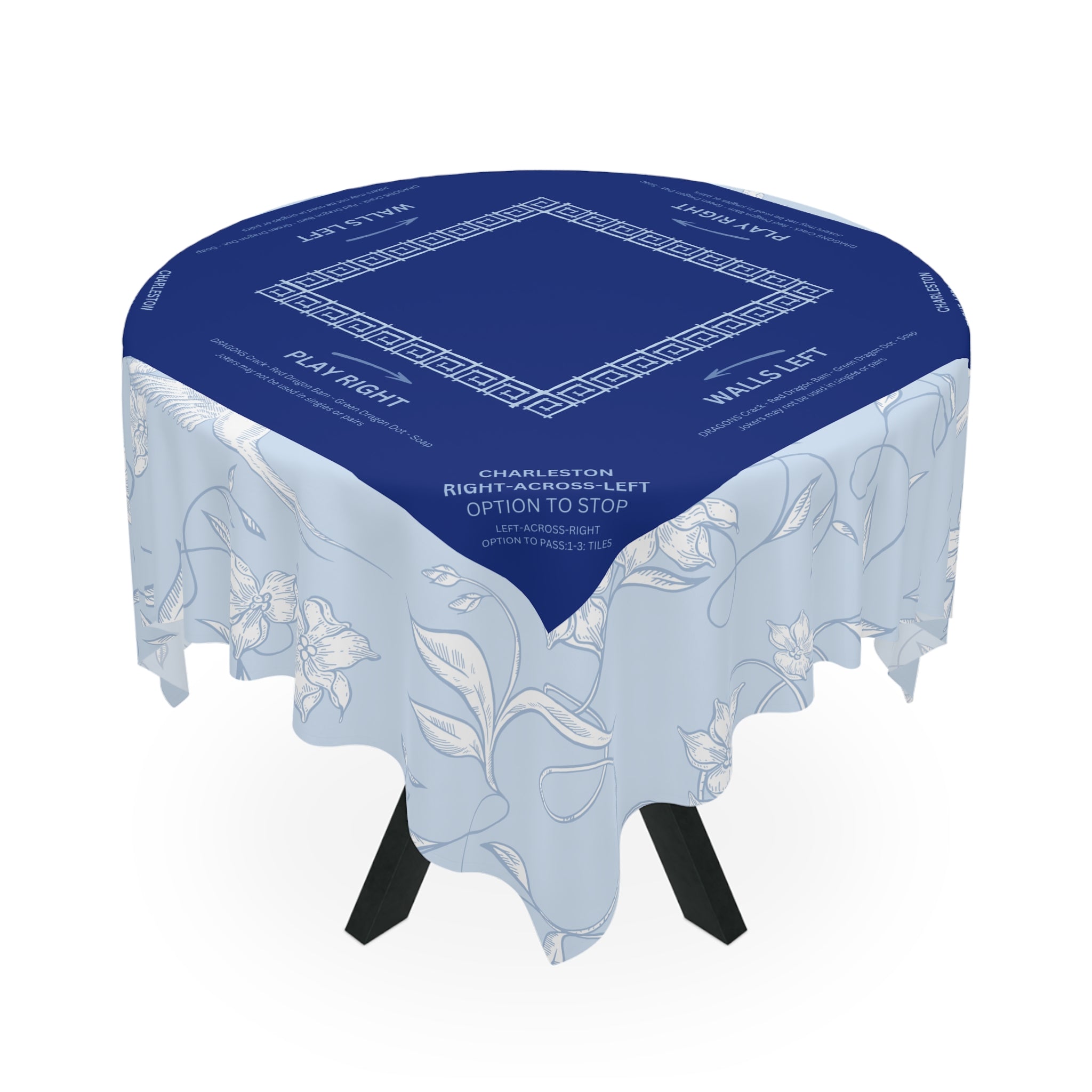 Blue Birdie Tablecloth, Grandmillennial Table Cover, Hostess Gift, Charleston Rules, Beginner Instructions