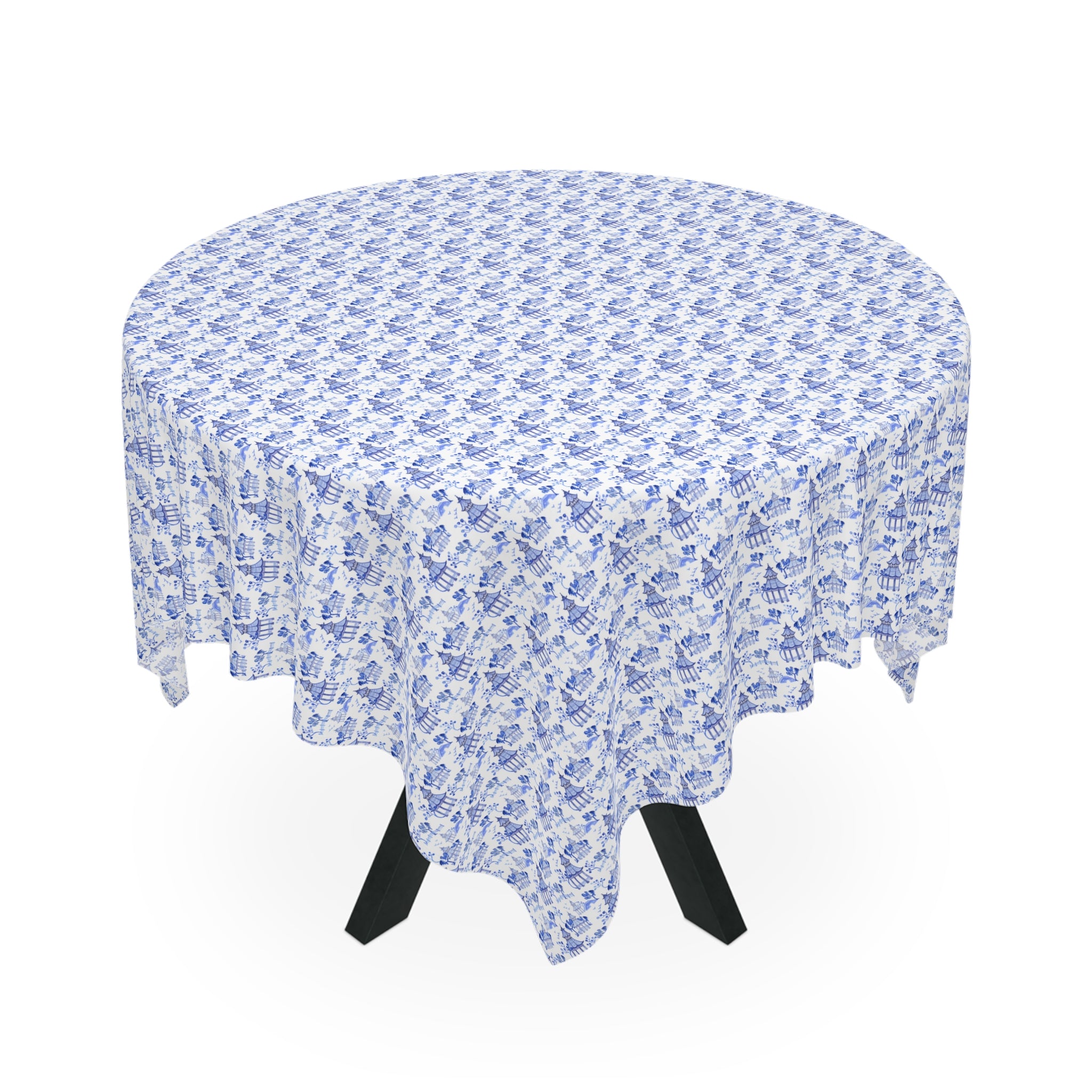 Blue Pagoda Tablecloth, Grandmillennial Table Cover, Hostess Gift