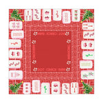 Christmas MAHJONG Tile Tablecloth, Size 55 x 55, Christmas Tree Peppermint Candy, Hostess Gift, Mahj Prize, Red Bamboo Table Cover