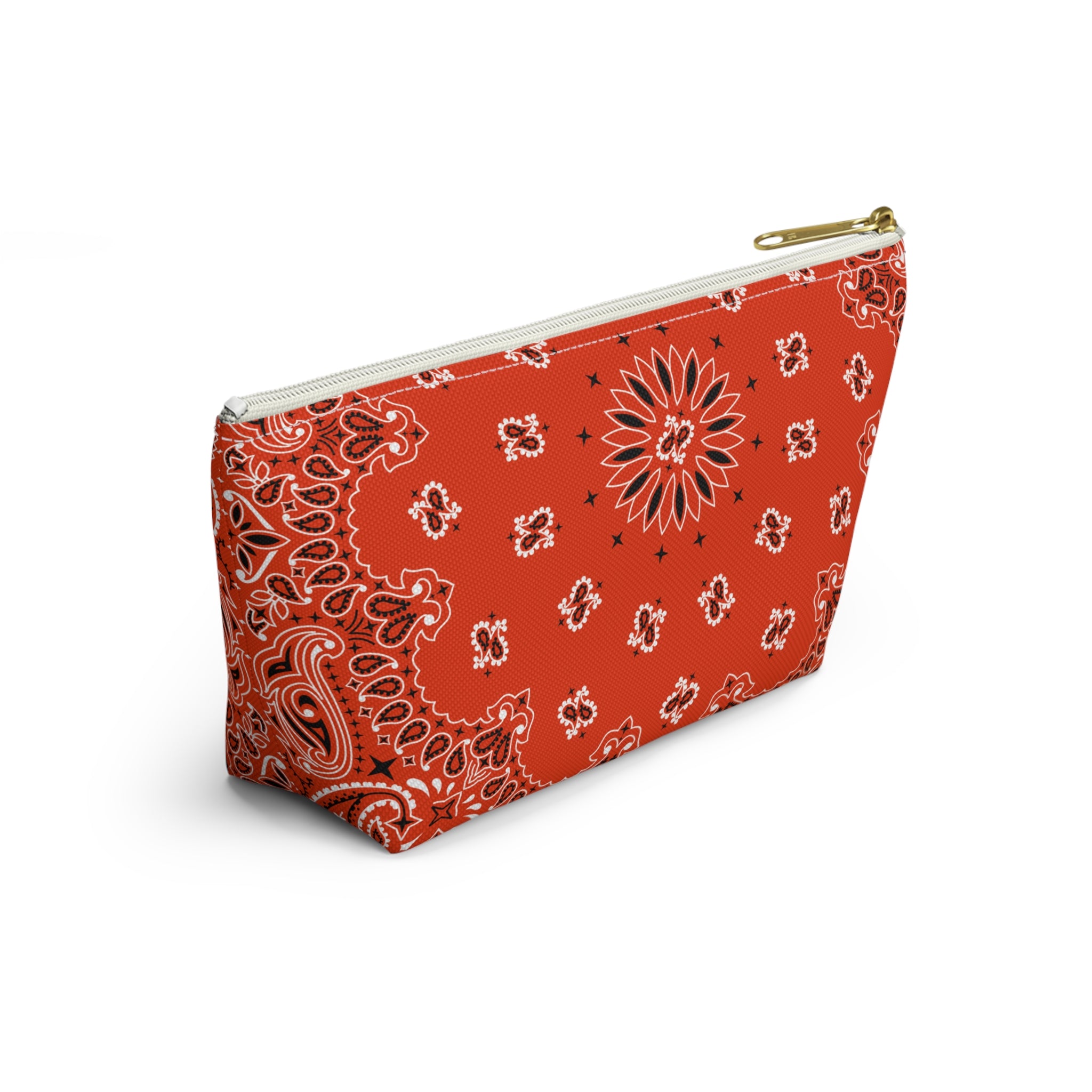 Orange Bandana Jewelry Pouch - Travel Organizer, Pencil Bag, Gift for Her, Cosmetic Makeup Bag, Cute Accessory Case