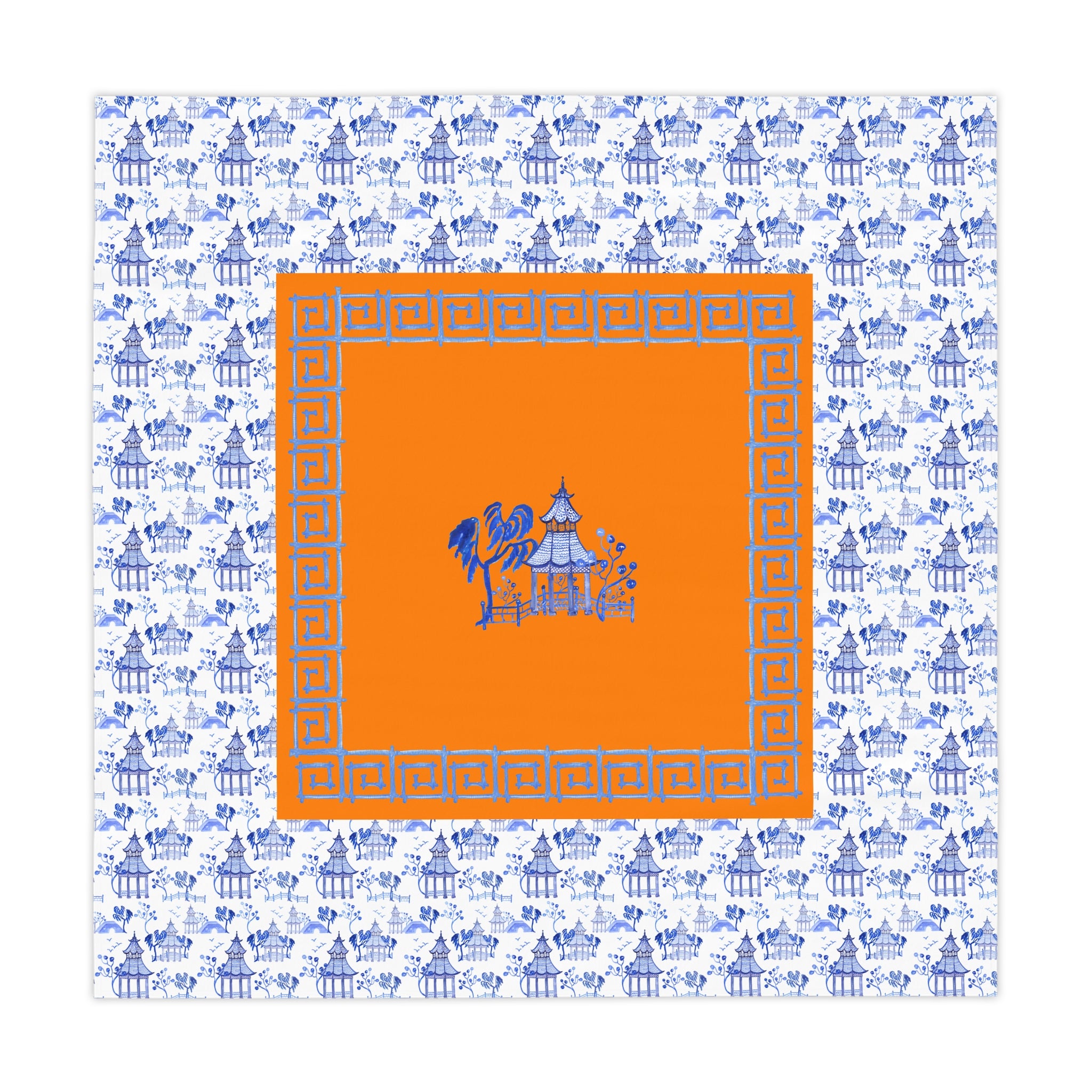 Blue Pagoda Tablecloth, Grandmillennial Table Cover, Hostess Gift