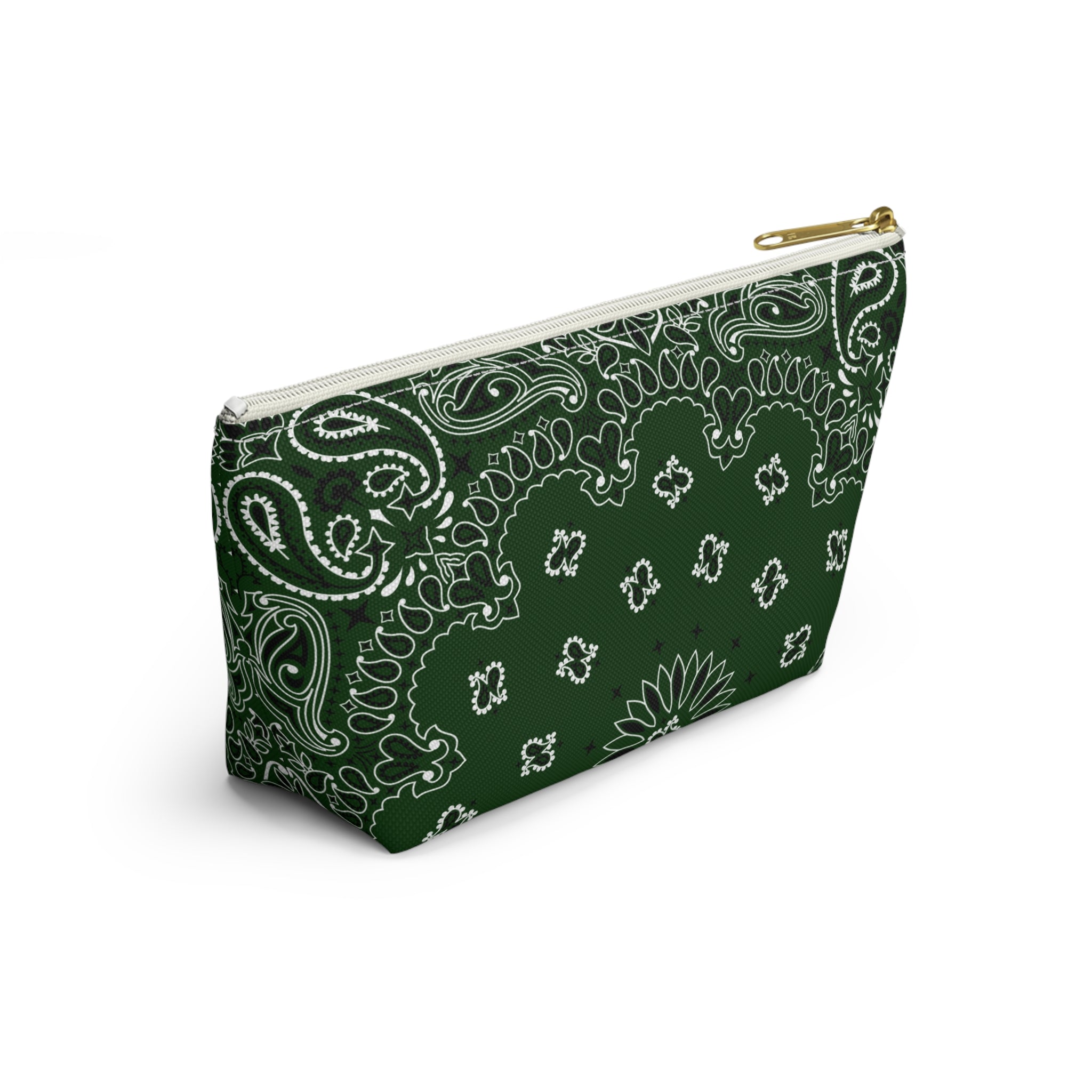 Forest Green Bandana Jewelry Pouch - Travel Organizer, Pencil Bag, Gift for Her, Cosmetic Makeup Bag, Cute Accessory Case