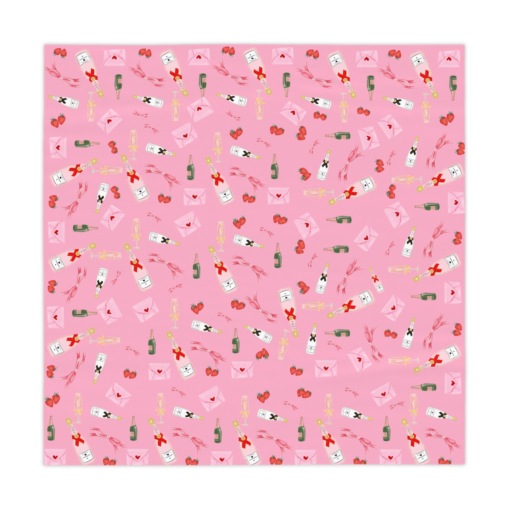 Champagne Valentine's Tablecloth, Romantic Pink Game Night Essential for Mahjong, Bunco, Poker, Holiday Celebration, Galentine's Night