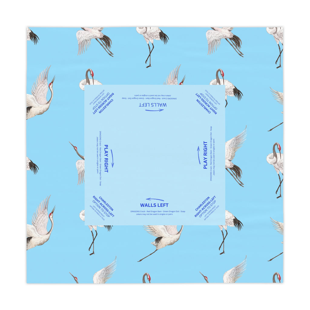 Crane Mahjong Tablecloth, Game Night Hostess Gift 55x55, Sea Life, Ocean Theme, Mahj, 4th of July, with instrucitons