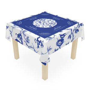 Mahjong Tablecloth, Indigo, Instructions, Rules, 55x55, Game Night, Beginner Friendly, Table Cover, Hostess Gift Chinoiserie Blue and White