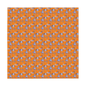Blue on Orange Pagoda on Orange Tablecloth, Grandmillennial Table Cover, Hostess Gift