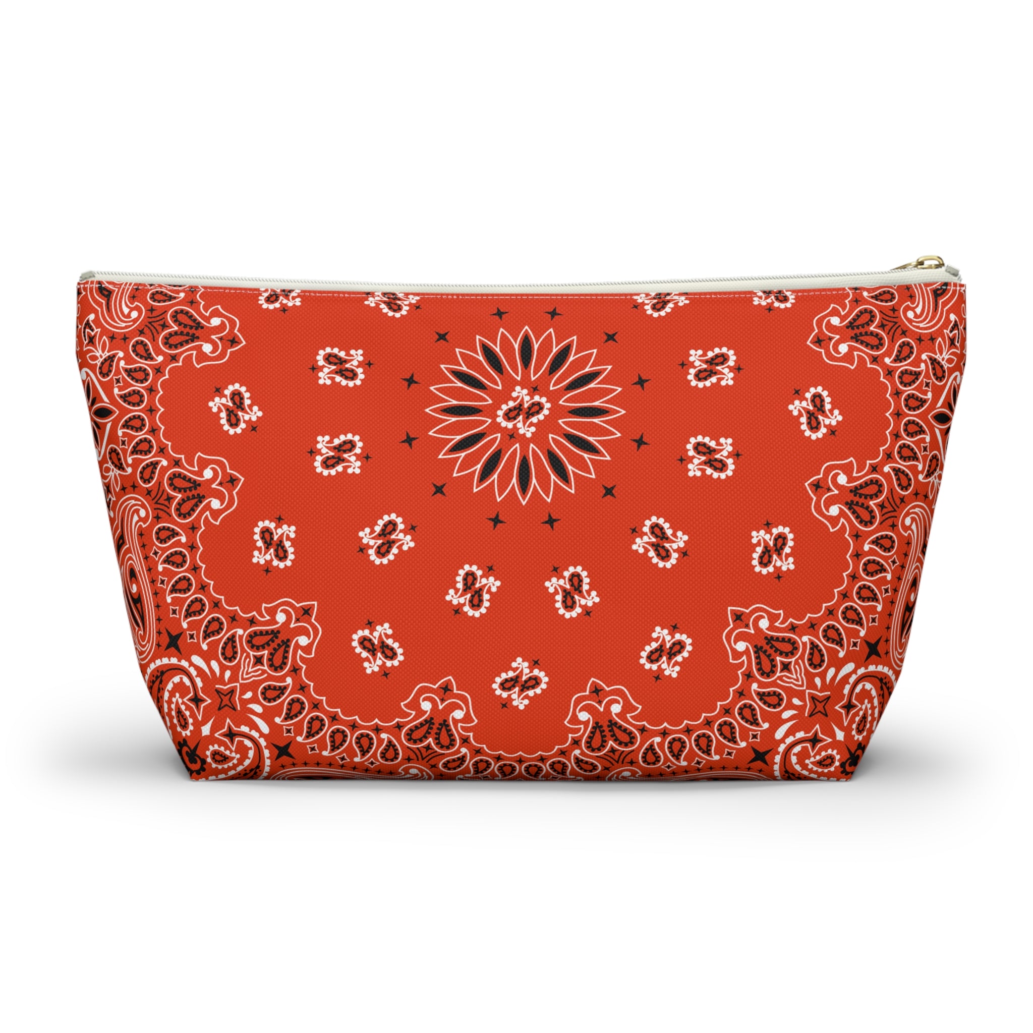 Orange Bandana Jewelry Pouch - Travel Organizer, Pencil Bag, Gift for Her, Cosmetic Makeup Bag, Cute Accessory Case
