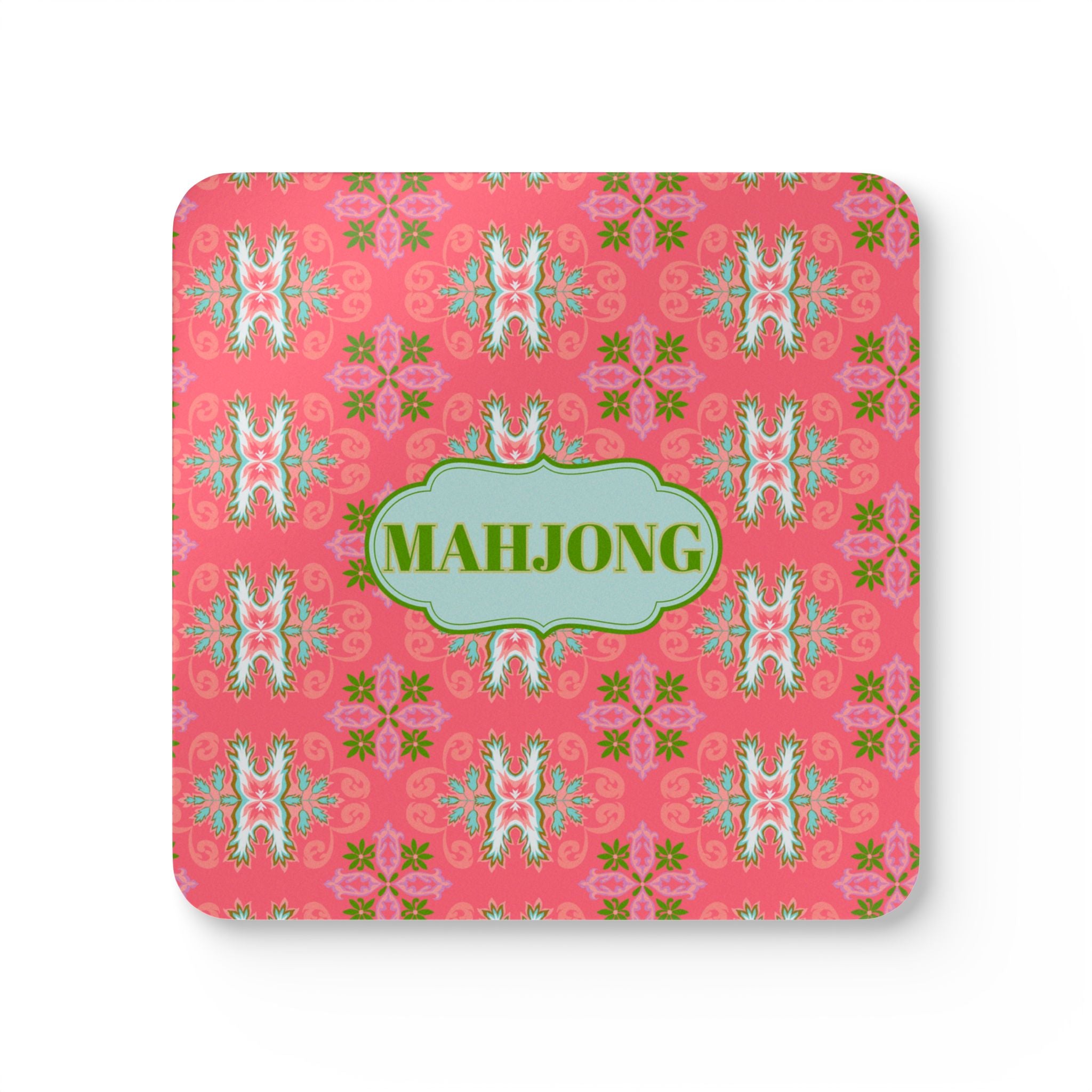 Mahjong Corkwood Coaster Set Colony Coral