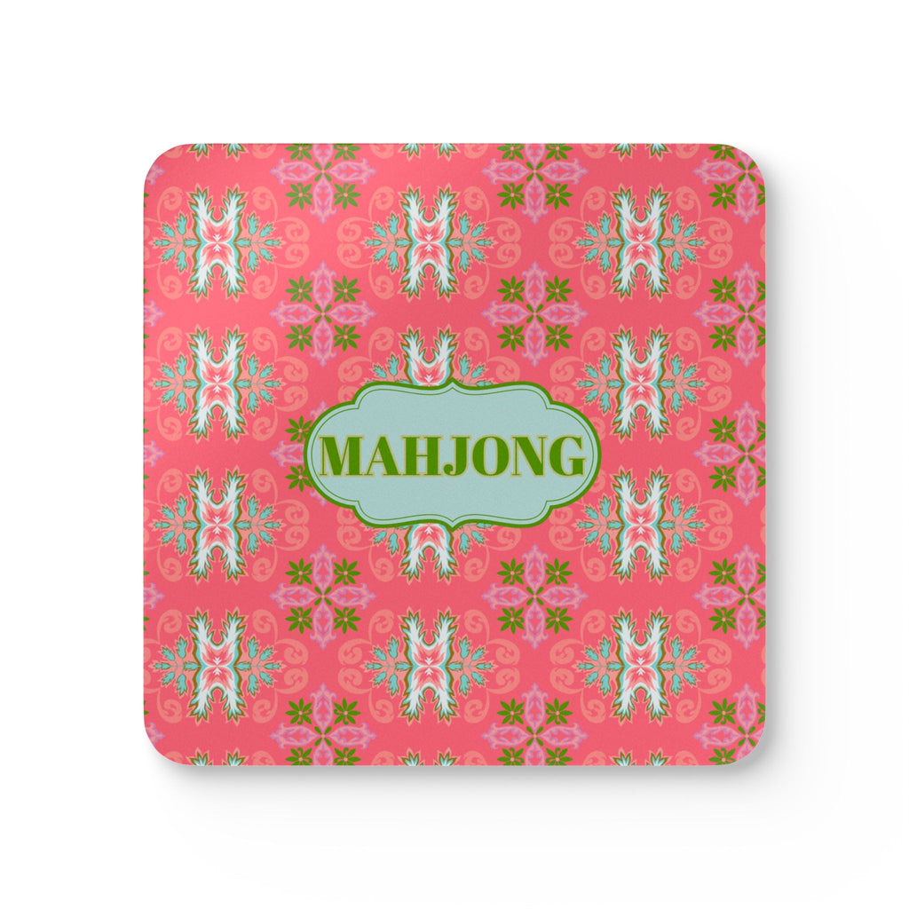 Mahjong Corkwood Coaster Set Colony Coral