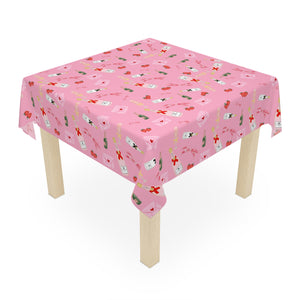 Champagne Valentine's Tablecloth, Romantic Pink Game Night Essential for Mahjong, Bunco, Poker, Holiday Celebration, Galentine's Night
