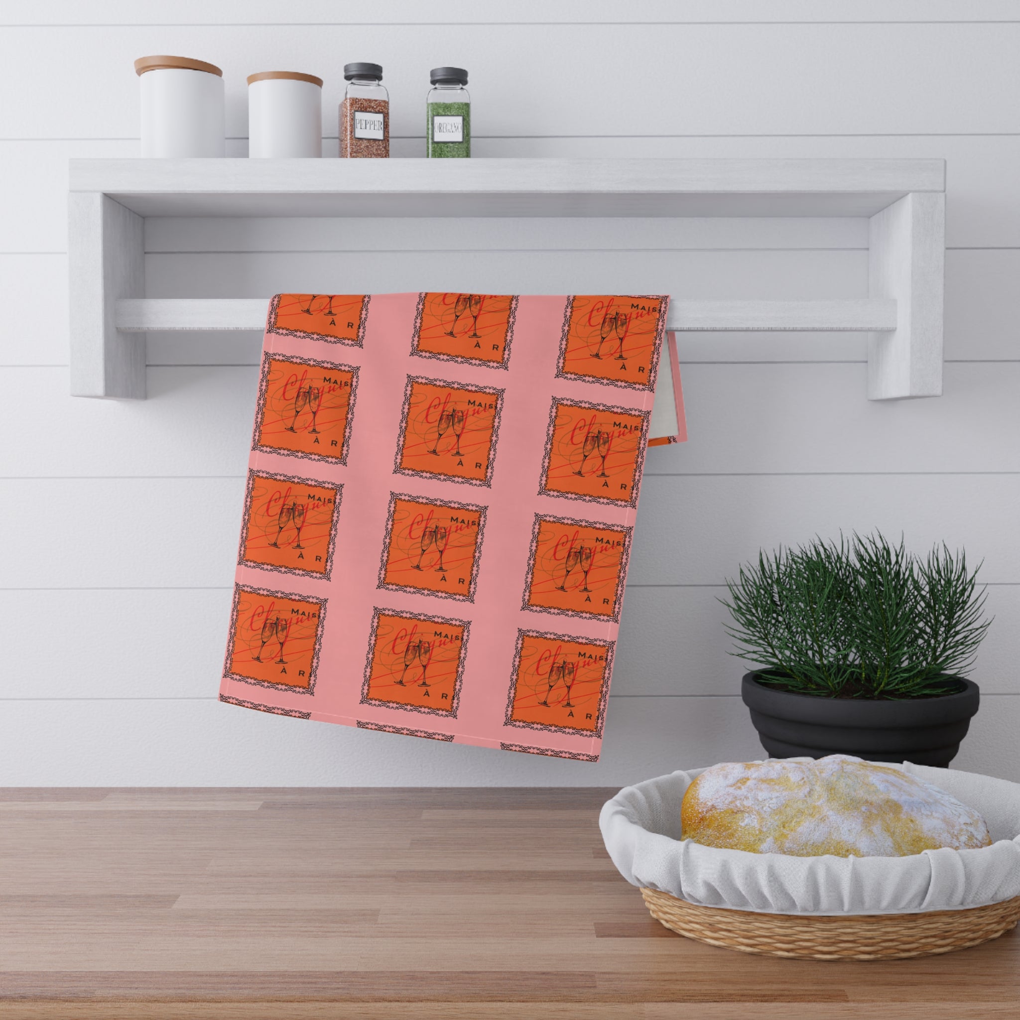 Champagne Tea Towel, Hostess Gift, Old Money, Sporty Rich, Valentine's Day, Galentine's, Cotton/Poly Bar Cloth