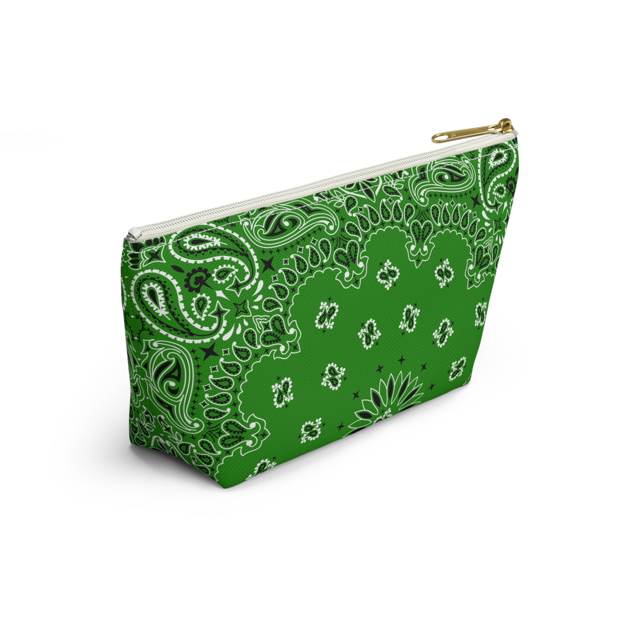 Kelly Green Bandana Jewelry Pouch - Travel Organizer, Pencil Bag, Gift for Her, Cosmetic Makeup Bag, Cute Accessory Case