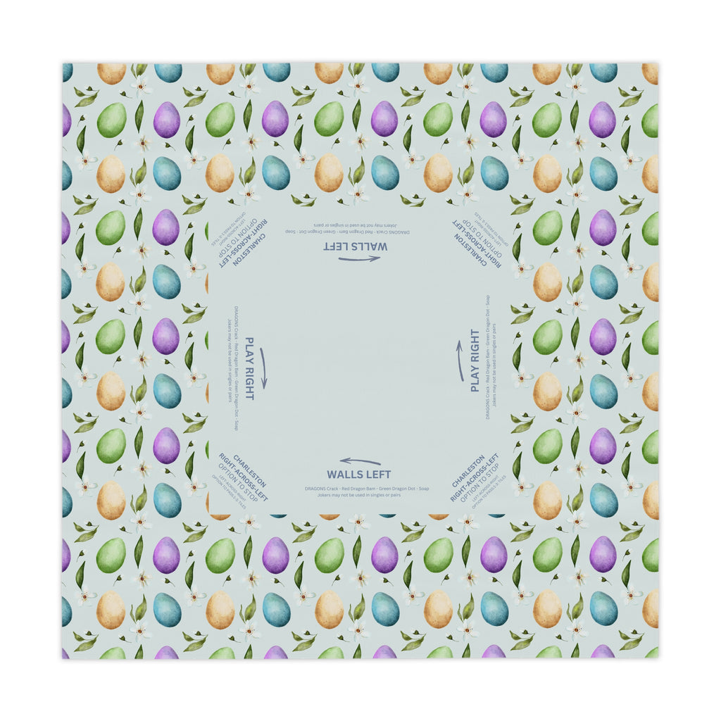 Mahjong Tablecloth, Easter Eggs, Game Night Hostess Gift, Floral Lattice Pattern 55x55, Beginner Friendly Instructions, Table Cover