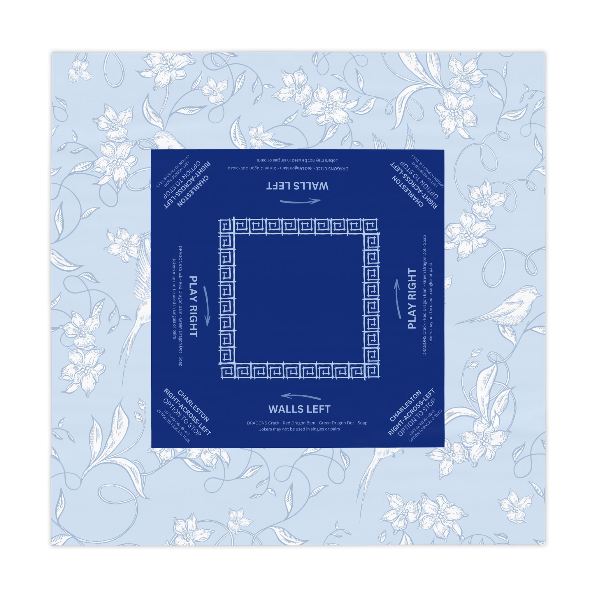 Blue Birdie Tablecloth, Grandmillennial Table Cover, Hostess Gift, Charleston Rules, Beginner Instructions