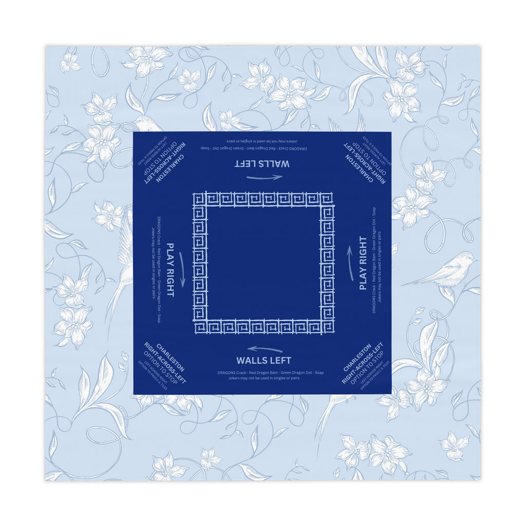 Blue Birdie Tablecloth, Grandmillennial Table Cover, Hostess Gift, Charleston Rules, Beginner Instructions