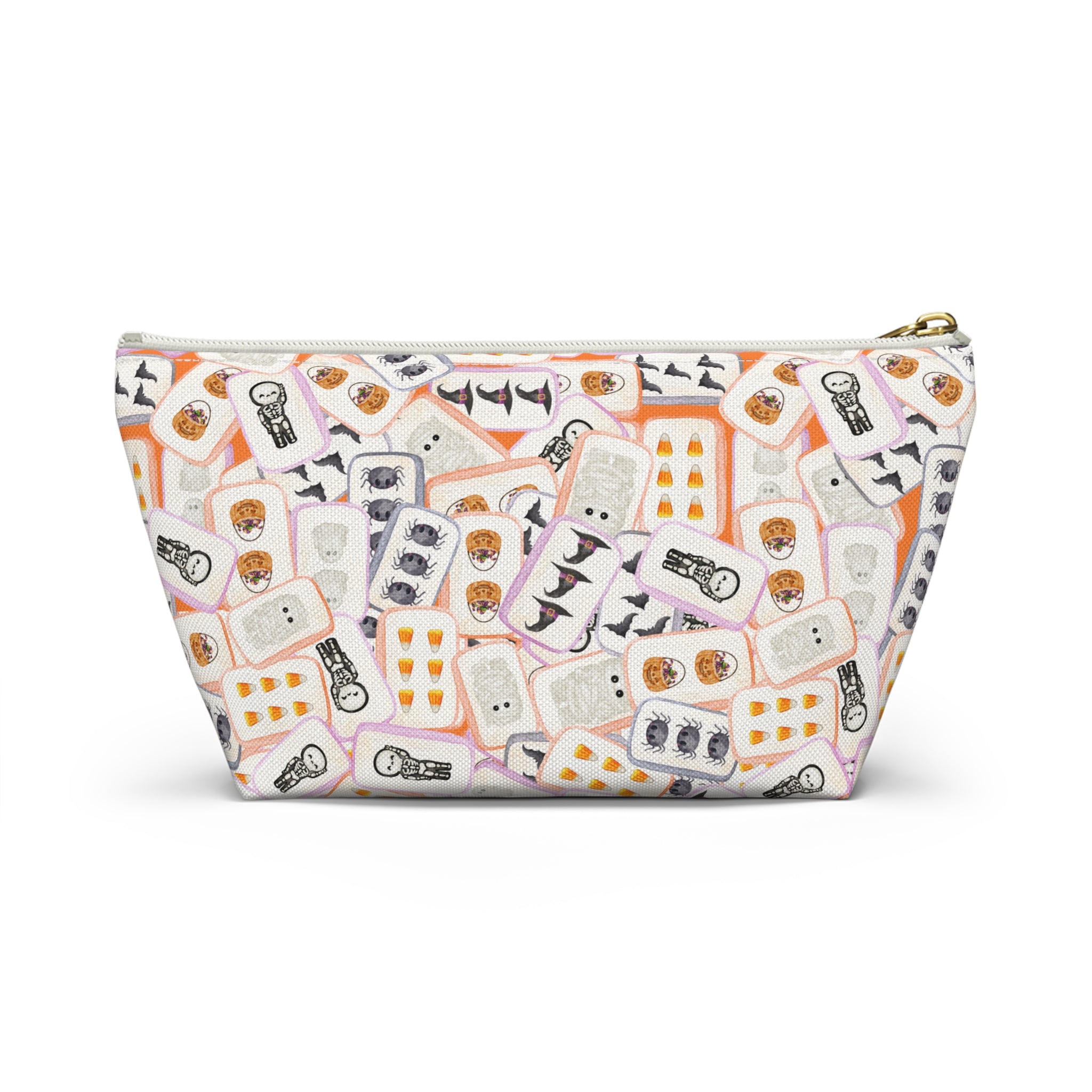 Halloween MAHJONG Tiles Pouch, Hostess Gift, Large and Small Sizes, Game Night Prize, Bat, Witch, Skeleton, Mummy, Pumpkin, Candy Corn, Bat