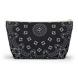 Black Bandana Jewelry Pouch - Travel Organizer, Pencil Bag, Gift for Her, Cosmetic Makeup Bag, Cute Accessory Case