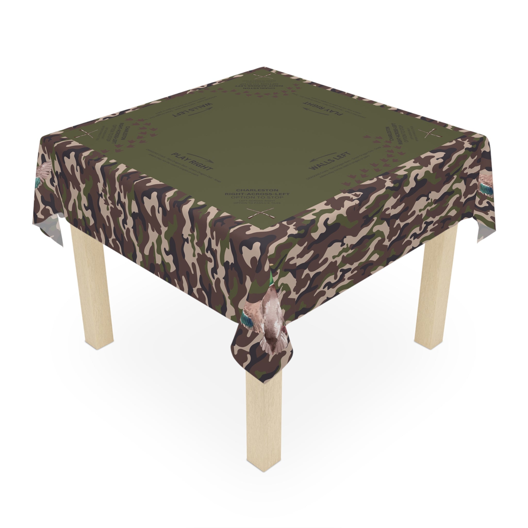 Duck Hunt Camo Mahjong Tablecloth, Camouflage, Game Night, Guys Away Girls Will Play, Gaming Table Cover, Beginner, 55 x 55