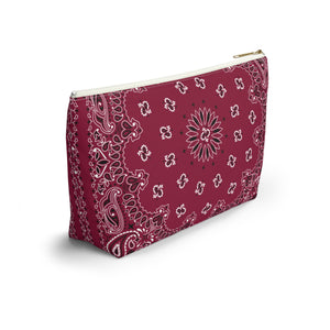 Deep Red Bandana Jewelry Pouch, Classic Americana, Pencil Bag, Travel Organizer, Gift for Her, Cute Cosmetic or Make up Bag