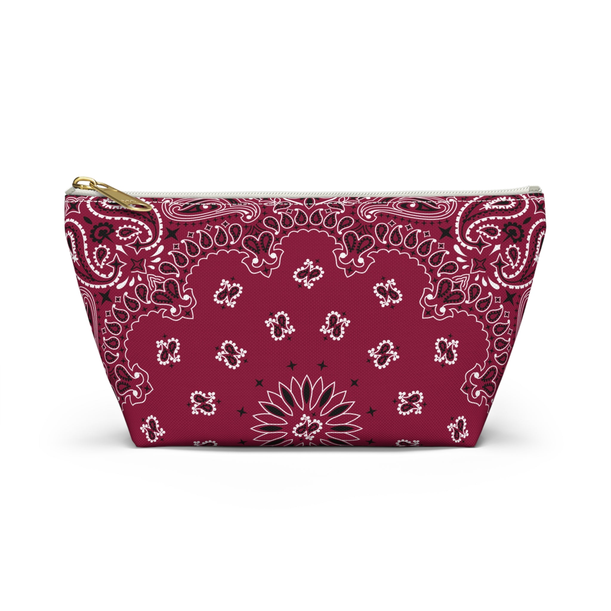 Deep Red Bandana Jewelry Pouch, Classic Americana, Pencil Bag, Travel Organizer, Gift for Her, Cute Cosmetic or Make up Bag