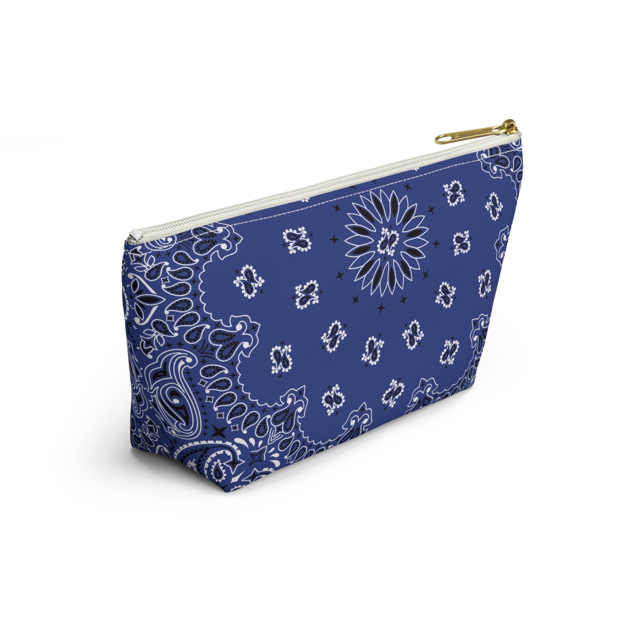 Blue Bandana Jewelry Pouch - Travel Organizer, Pencil Bag, Gift for Her, Cosmetic Makeup Bag, Cute Accessory Case