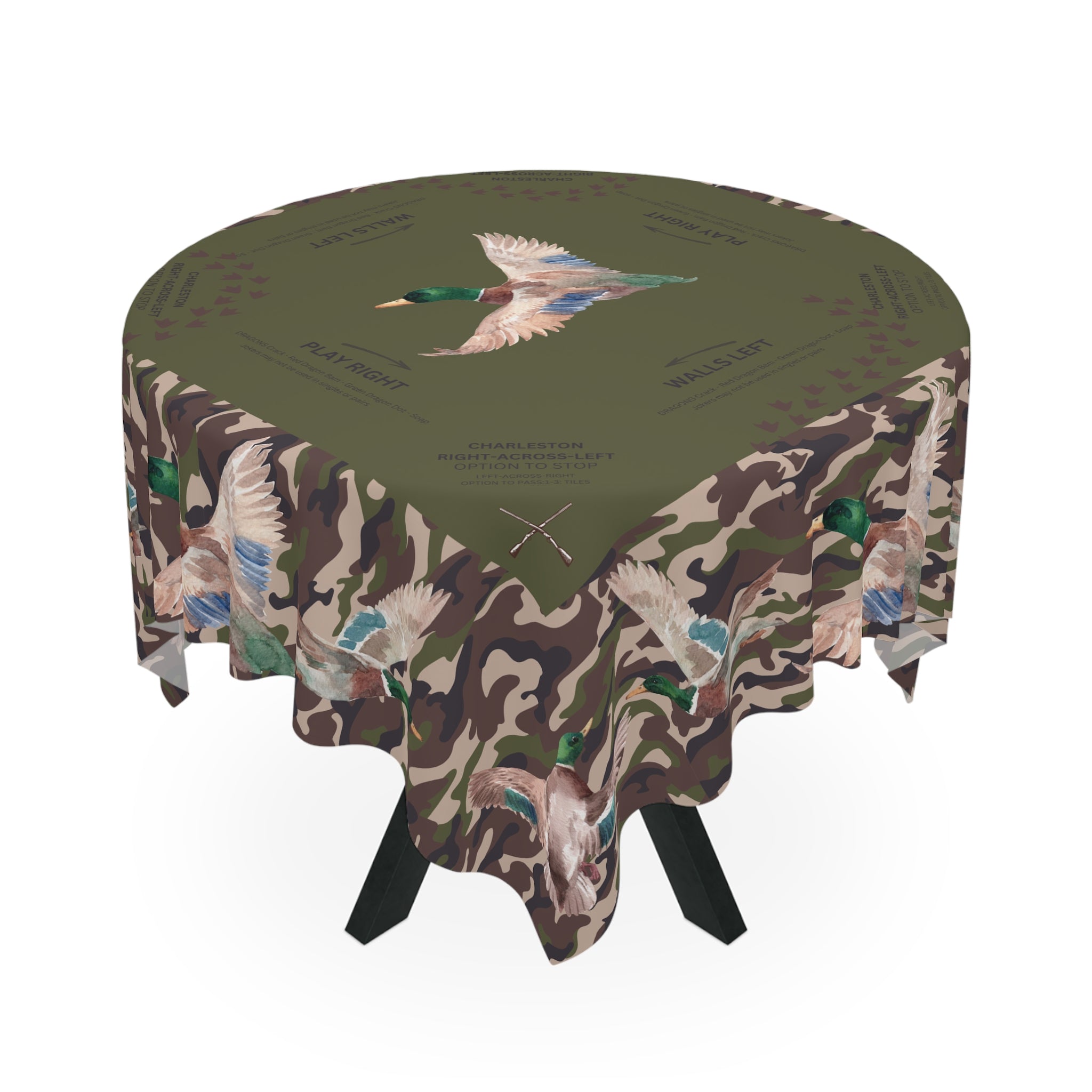 Duck Hunt Camo Mahjong Tablecloth, Camouflage, Guys Away Girls Will Play, Gaming Table Cover, Beginner, 55 x 55, Charleston Rules