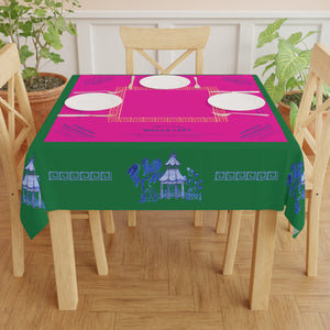 Blue Pagoda Tablecloth, Grandmillennial Table Cover, Hostess Gift, Charleston Rules, Beginner Instructions