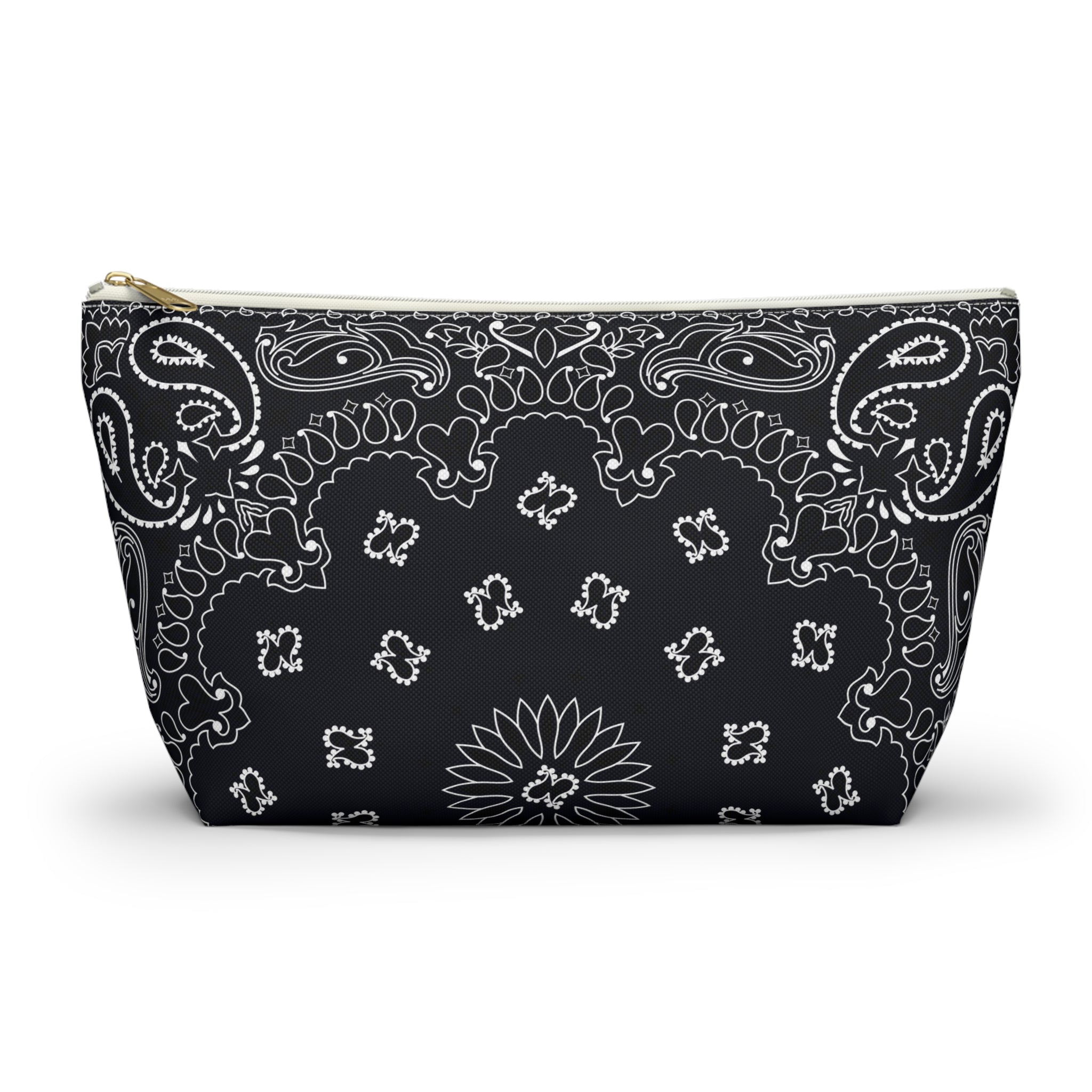 Black Bandana Jewelry Pouch - Travel Organizer, Pencil Bag, Gift for Her, Cosmetic Makeup Bag, Cute Accessory Case
