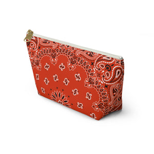Orange Bandana Jewelry Pouch - Travel Organizer, Pencil Bag, Gift for Her, Cosmetic Makeup Bag, Cute Accessory Case