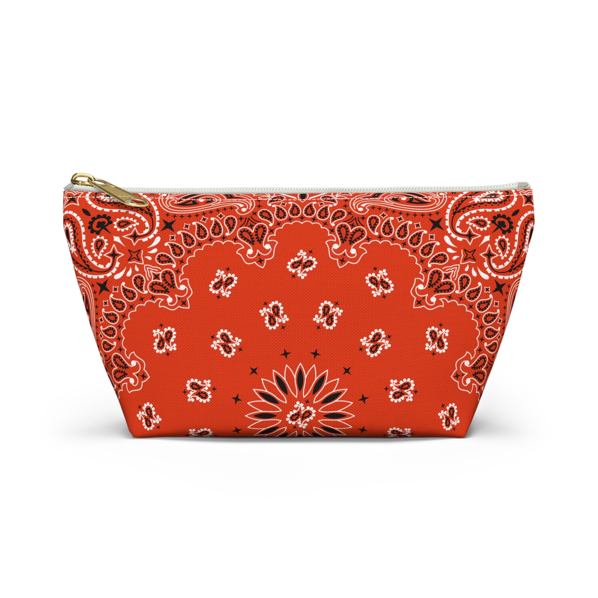 Orange Bandana Jewelry Pouch - Travel Organizer, Pencil Bag, Gift for Her, Cosmetic Makeup Bag, Cute Accessory Case