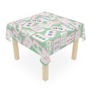 Mahjong Game Night Tablecloth, Hostess Gift,  Beginners Rules, Instructions, 55x55, Cocktails, Cowgirls, and Tiles Table Cover
