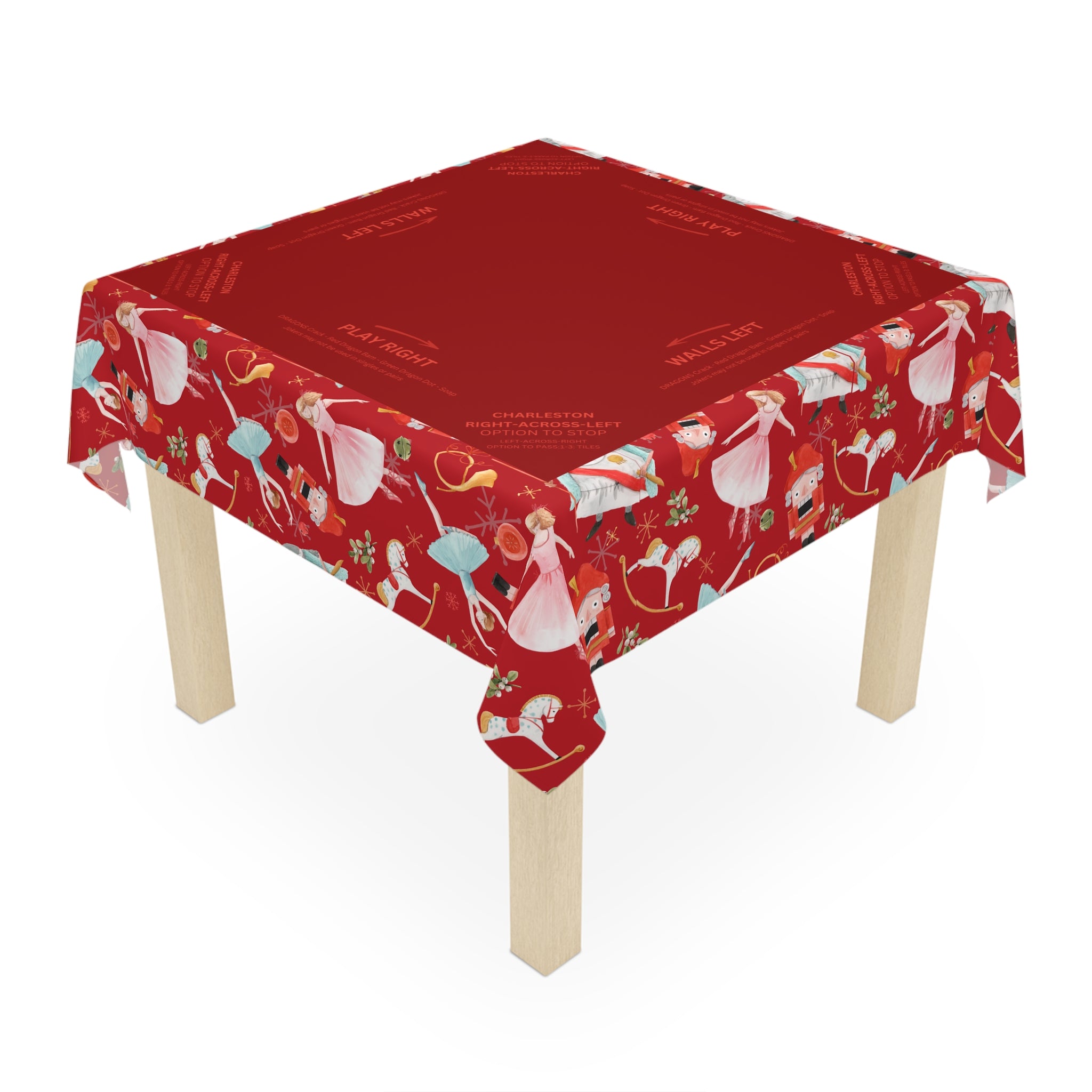 Christmas MAHJONG NutcrackerTablecloth, Mahjong Instructions, Size 55 x 55, Mahjong with Rules, great for beginners learning how to play