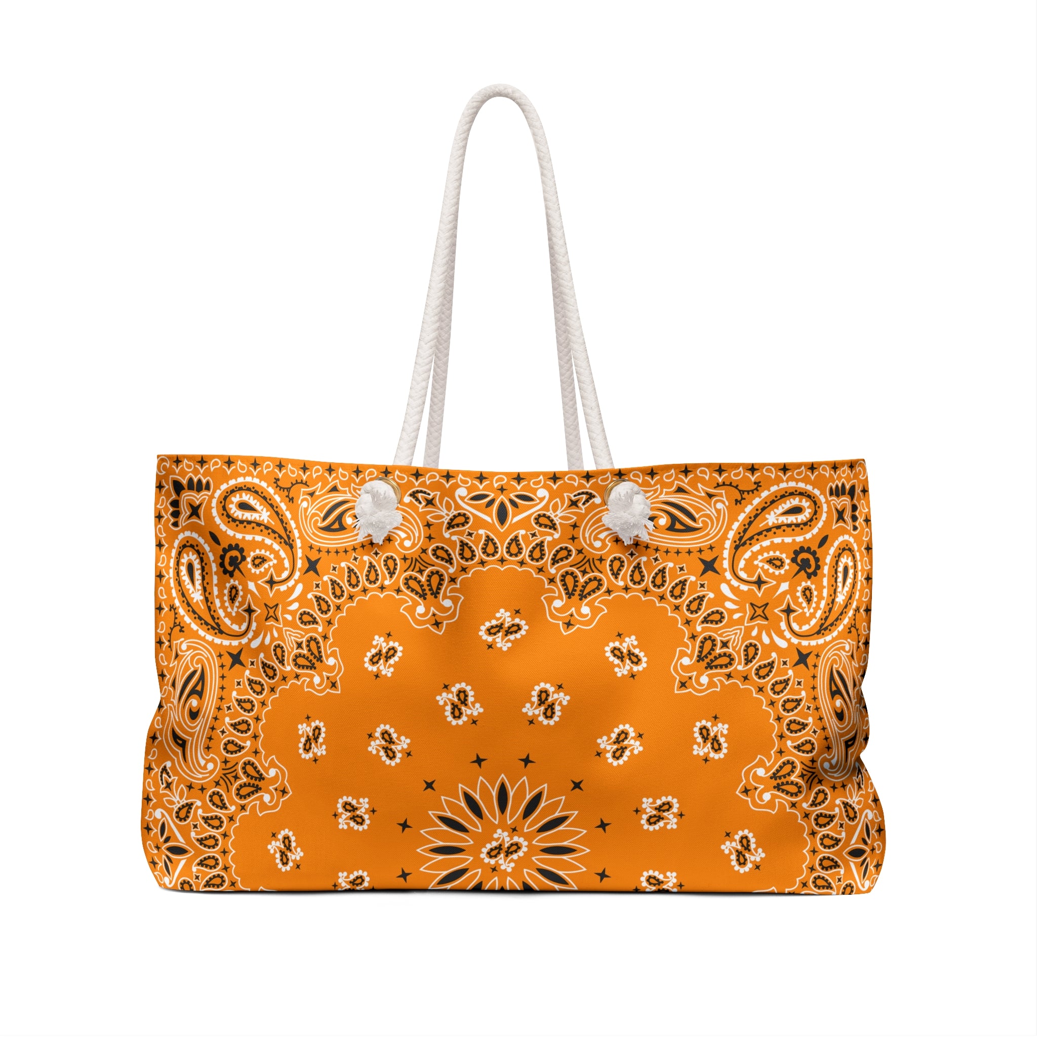 Tangerine Bandana Weekender Bag, Tote, Preppy Beach Duffel, Purse, Travel Overnight Carry-On, Handbag, Costal Cowgirl, Western Rodeo Style