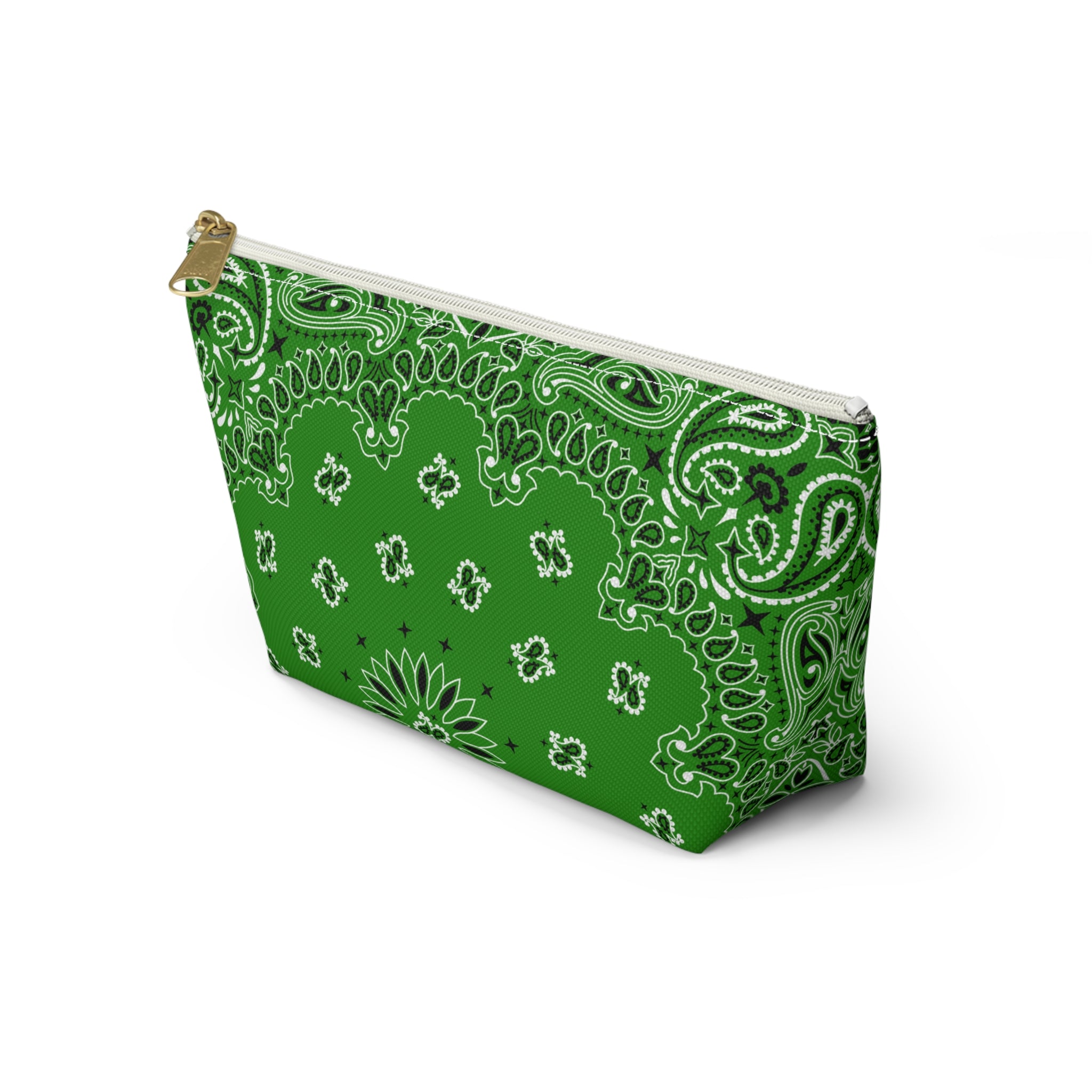 Kelly Green Bandana Jewelry Pouch - Travel Organizer, Pencil Bag, Gift for Her, Cosmetic Makeup Bag, Cute Accessory Case