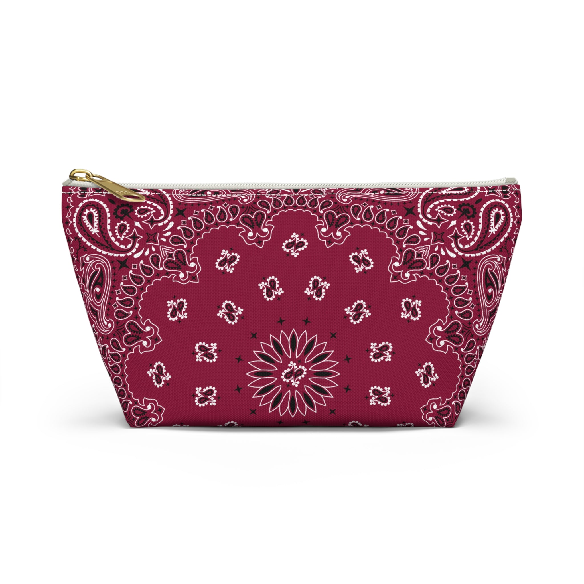 Deep Red Bandana Jewelry Pouch, Classic Americana, Pencil Bag, Travel Organizer, Gift for Her, Cute Cosmetic or Make up Bag