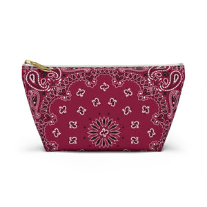 Deep Red Bandana Jewelry Pouch, Classic Americana, Pencil Bag, Travel Organizer, Gift for Her, Cute Cosmetic or Make up Bag