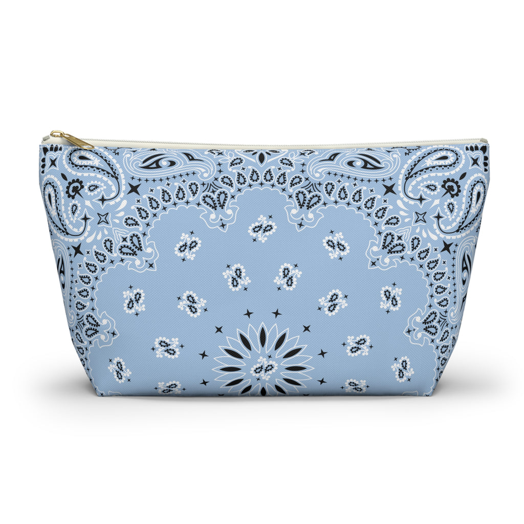 Baby Blue Bandana Jewelry Pouch - Costal Cowgirl, Travel Organizer, Gift for Her, Cosmetic Makeup Cute Accessory Case, Western Rodeo Style