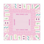 Mahjong Game Night Tablecloth, Hostess Gift, 55x55, Tiles Table Cover, Pink Bamboo, West Palm Beach Style