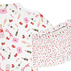 I Love Champagne Women Pajama Pants - Alcohol PJs - Perfect Bridal and New Years Gift, Women's Short Pajama Set
