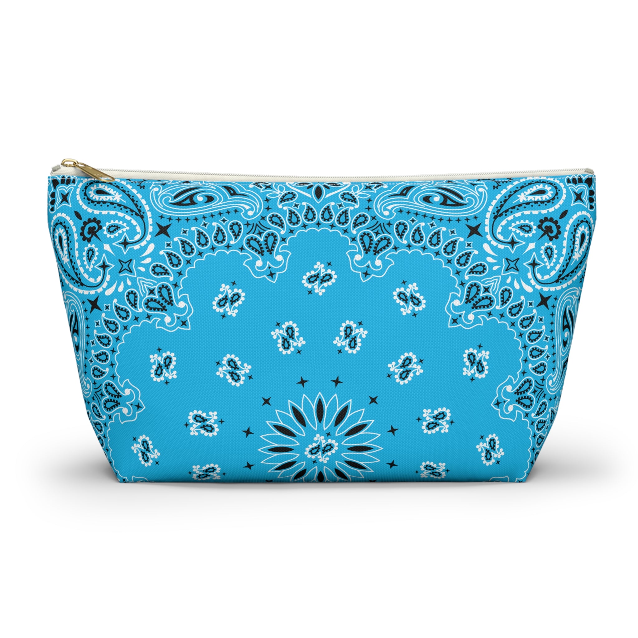 Cerulean Blue Bandana Jewelry Pouch, Costal Cowgirl, Travel Organizer, Gift for Her, Cosmetic Makeup Accessory Case, Rodeo Western Classic