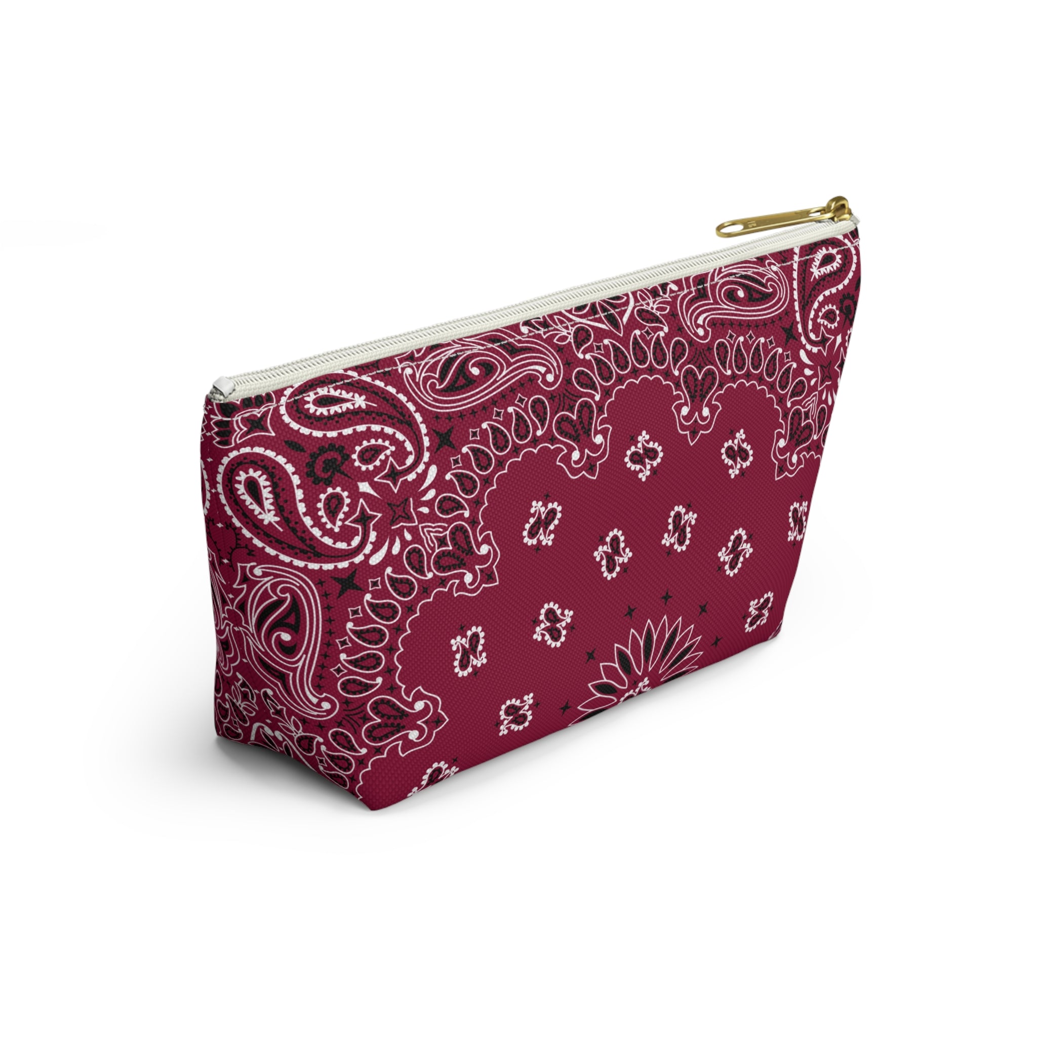 Deep Red Bandana Jewelry Pouch, Classic Americana, Pencil Bag, Travel Organizer, Gift for Her, Cute Cosmetic or Make up Bag