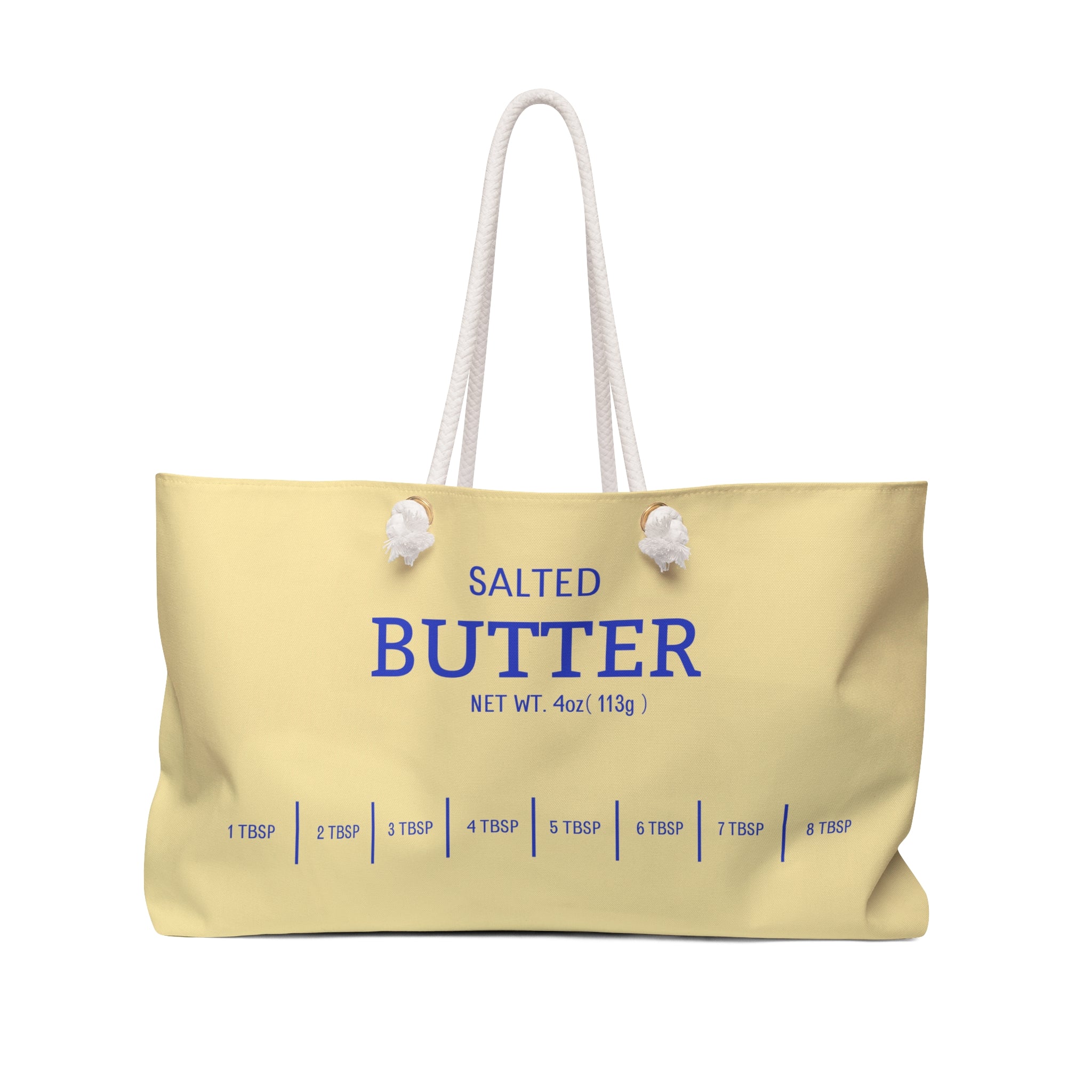 Stick of Butter Beach Bag, Yellow Funny Gift for Foodie Chief, Cooks, Hostess, Weekender, Grocery and Cooking Utensil Tote