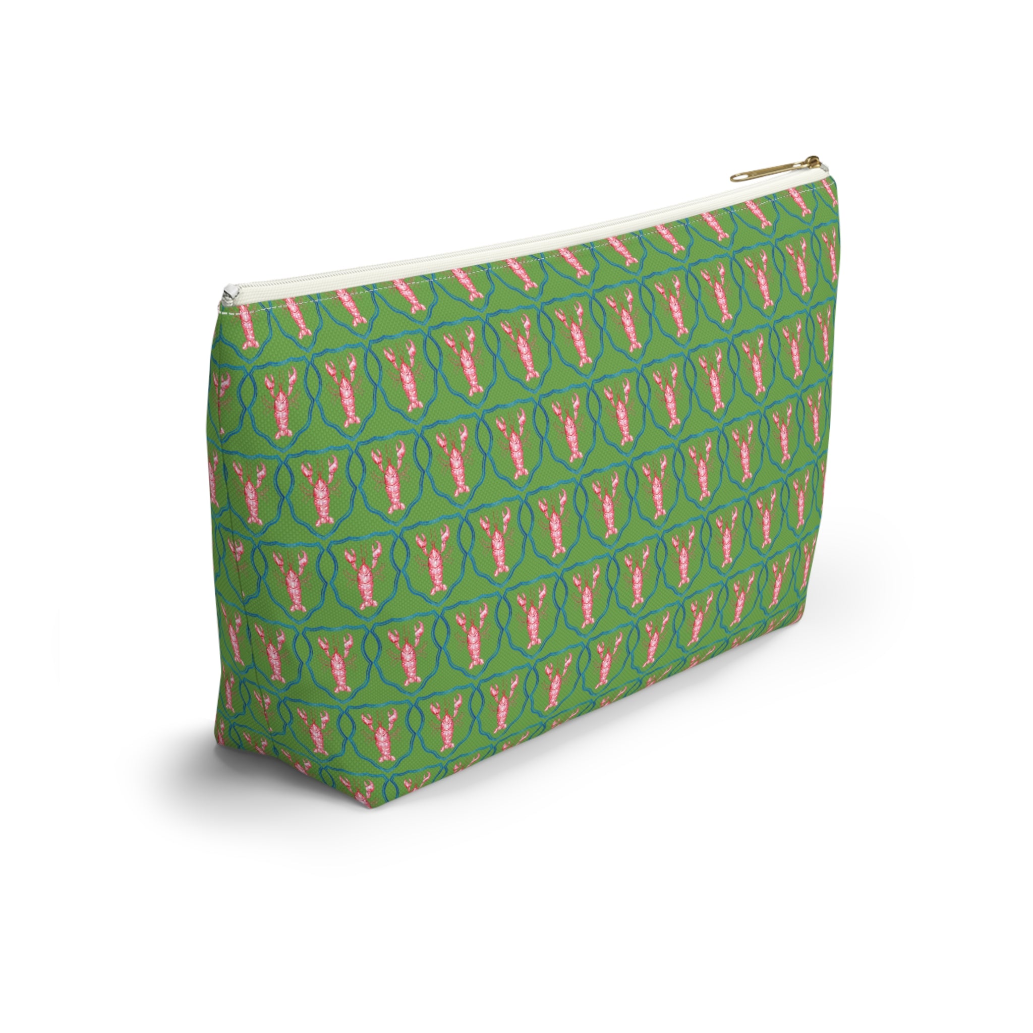 Preppy Lobster Jewelry Pouch, Green Coastal Makeup Case, Gift for Her, Pink Lobster Seaside Pencil Bag, Bachelorette Trip