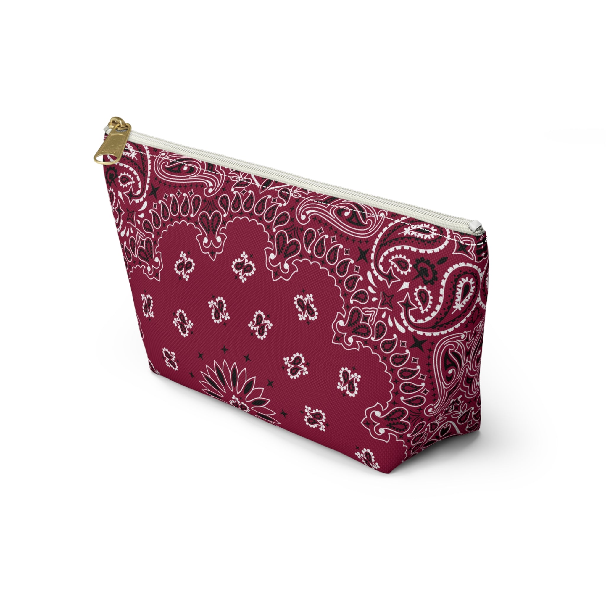 Deep Red Bandana Jewelry Pouch, Classic Americana, Pencil Bag, Travel Organizer, Gift for Her, Cute Cosmetic or Make up Bag