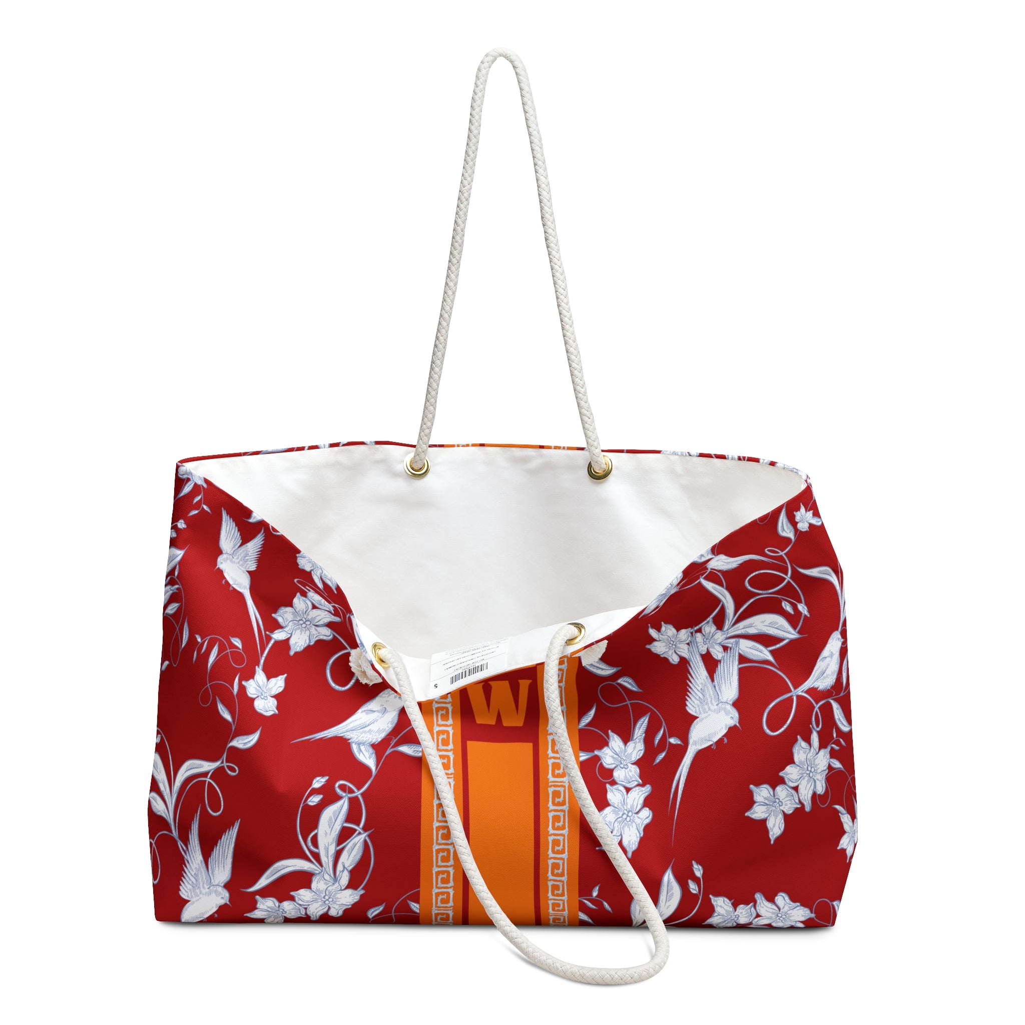 Monogrammed Chinoiserie Mahjong Tote Bag: Orange and Red Personalized Mahjong Gift, Maj Carry-All Travel Duffel