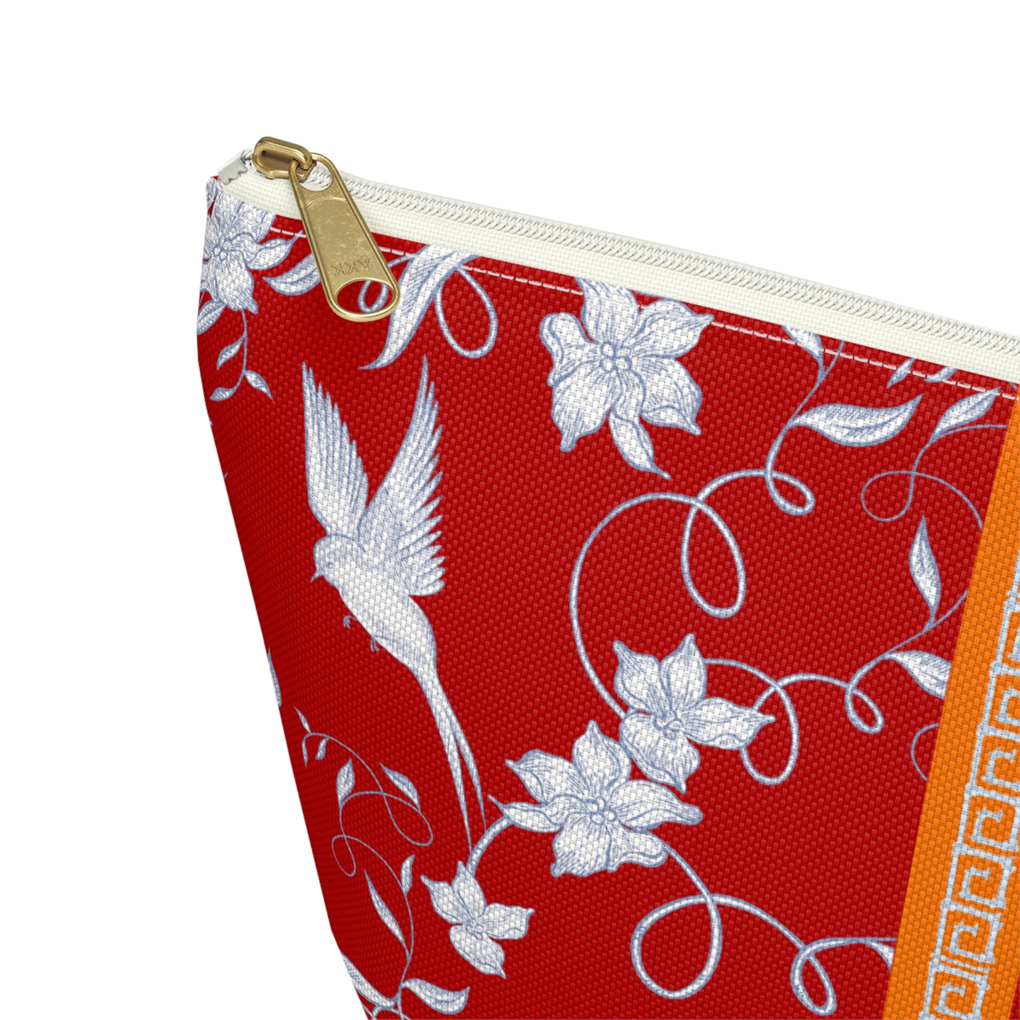 Monogrammed Mahjong Tile Bag: Chinoiserie Travel Pouch, Red and Orange, Small and Large