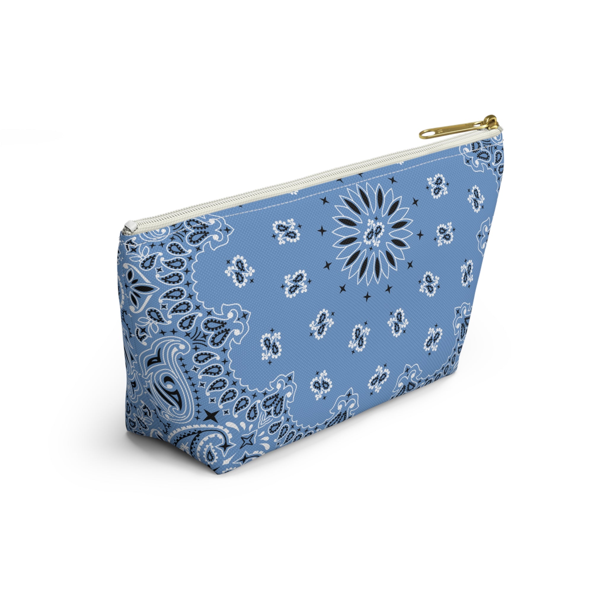 French Blue Bandana Jewelry Pouch - Travel Organizer, Pencil Bag, Gift for Her, Cosmetic Makeup Bag, Cute Accessory Case